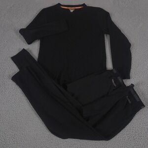 LOT OF 3 Omni-Wool Base Layer Mens L/M Black Wool Blend Thermal Leggings Top